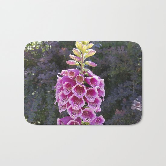 Gloves in summer! Foxglove, Digitalis purpurea Bath Mat