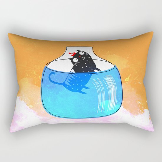 CAT IN A GOLDFISH BOWL Rectangular Pillow
