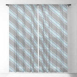 [ Thumbnail: Grey & Light Blue Colored Stripes Pattern Sheer Curtain ]