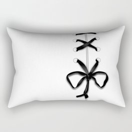 Laced Black Ribbon on White Rectangular Pillow
