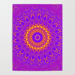 Yellow Purple Kaleidoscope Flame Poster