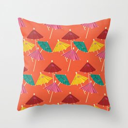Tiki Umbrella Pattern Throw Pillow