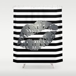 Metallic Kiss - Silver Shower Curtain