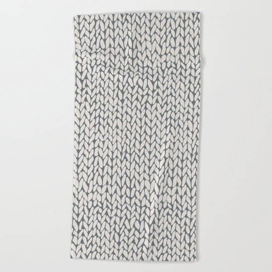 Hand Knit Grey Beach Towel