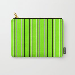 [ Thumbnail: Chartreuse, Beige, and Black Colored Lined Pattern Carry-All Pouch ]