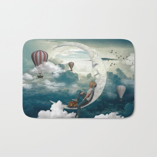The boy and moon Bath Mat