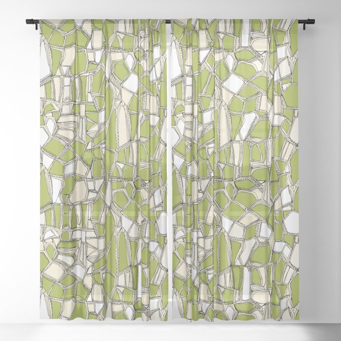 BROKEN POP citron Sheer Curtain