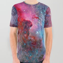 Colorful Cosmos | Magenta-Pink & Cyan All Over Graphic Tee