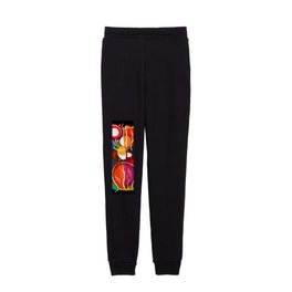 Abstract Flowers Pattern Red Green and Black art Kids Joggers