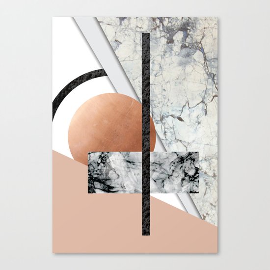 Collage II ( marble, copper, volcanic rock) Canvas Print