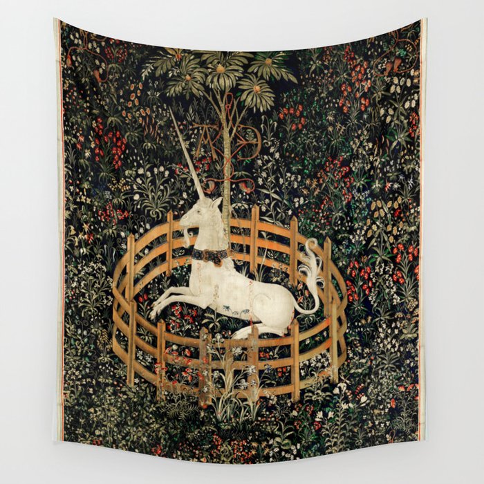 Unicorn in fence tapestry store
