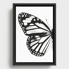 Monarch Butterfly | Left Butterfly Wing | Vintage Butterflies | Black and White | Framed Canvas