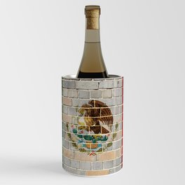 Mexico flag on a brick wall Wine Chiller