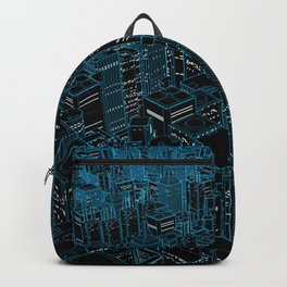 Night light city / Lineart city in blue Backpack | Tower, Urban, Buildings, Town, Structure, City, Skyscraper, Cityscape, Night, 3D 
