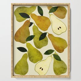 mediterranean pears watercolor Serving Tray
