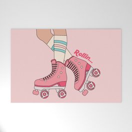 Retro Roller Skate Girl Rollin Welcome Mat