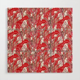 Crocus Flowers, Botanical Floral Pattern, Scarlet Wood Wall Art