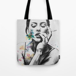 Monica Bellucci sexy portrait | smoking woman drawing Tote Bag