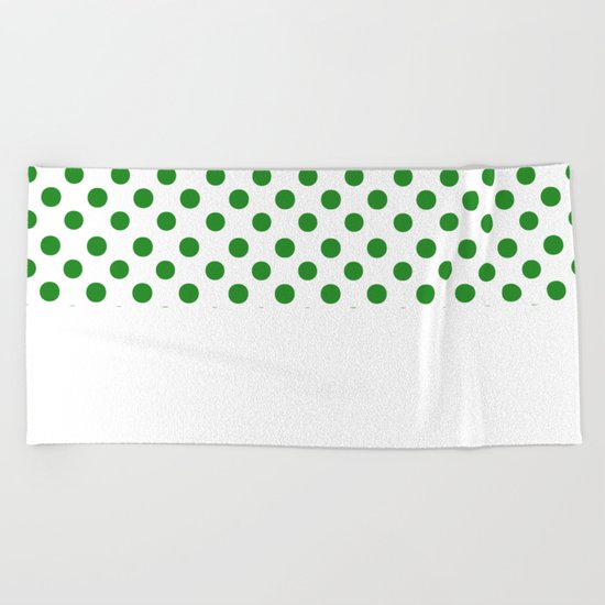 Polka Dots (Forest Green/White) Beach Towel