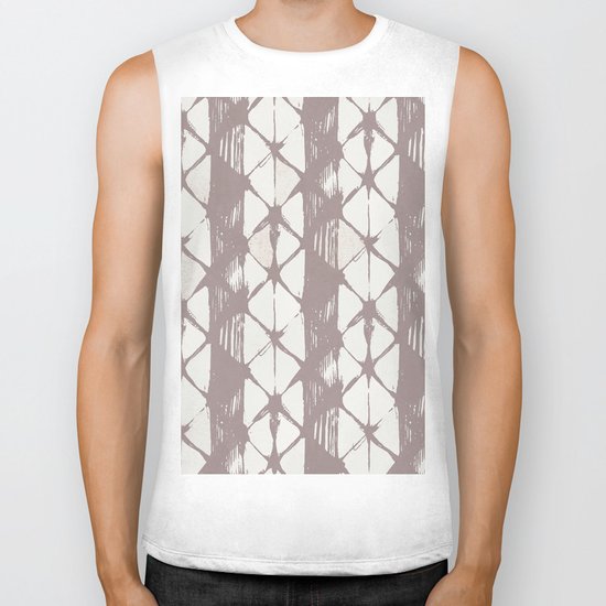 Simply Braided Chevron Red Earth on Lunar Gray Biker Tank