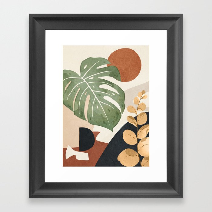Branches and Leaves in an Abstraction 01 Framed Art Print