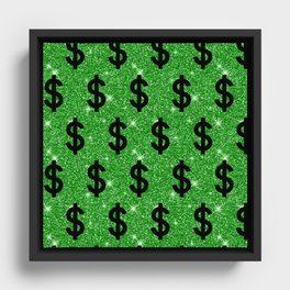 Black Dollar Sign Money Entrepreneur Wall Street  Framed Canvas