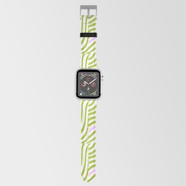 Green and Pastel Pink Stripe Shells Apple Watch Band
