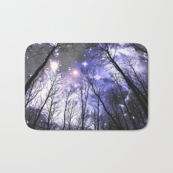 Black Trees Periwinkle Lavender space Bath Mat