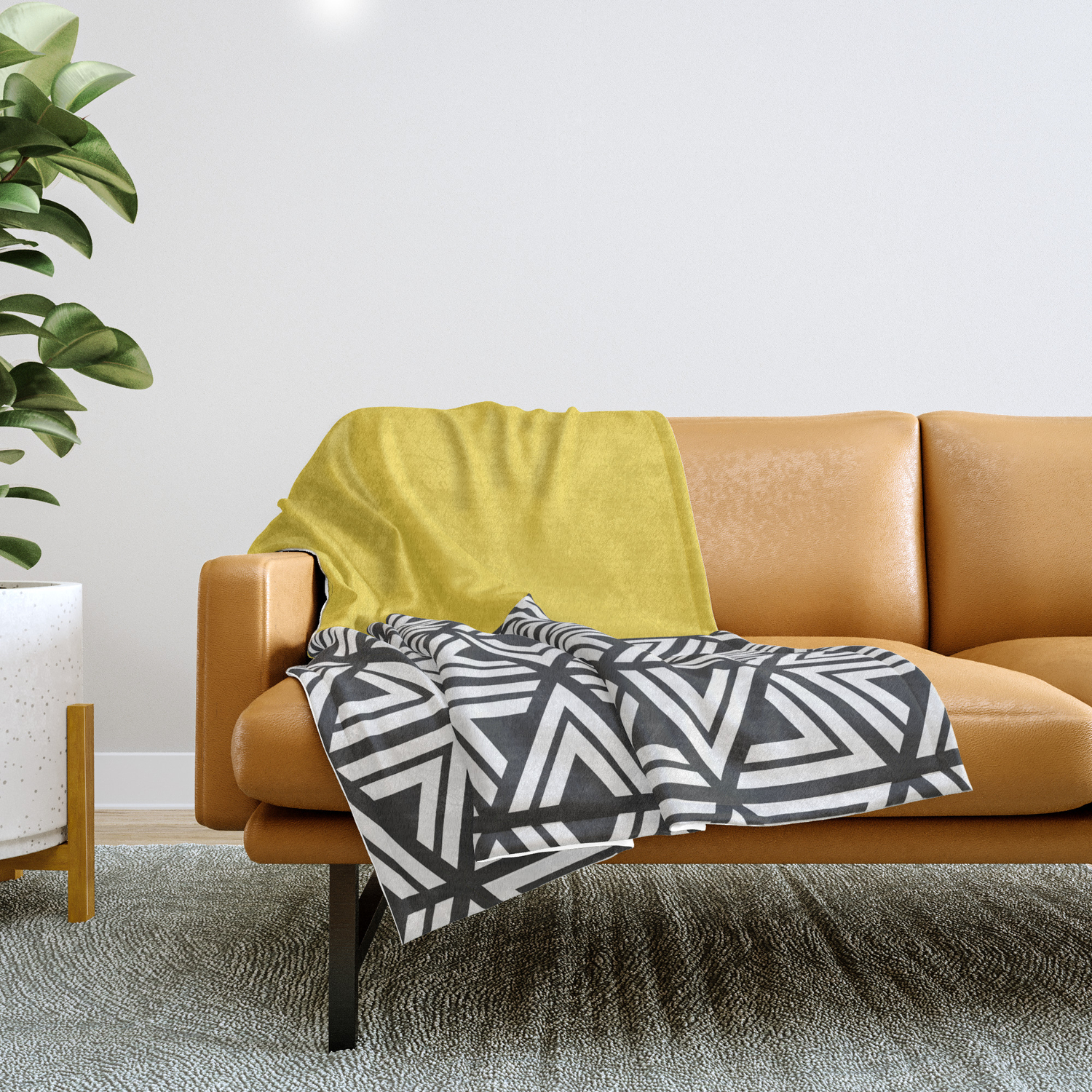Black White And Yellow Geo Throw Blanket By Bluebanana Society6