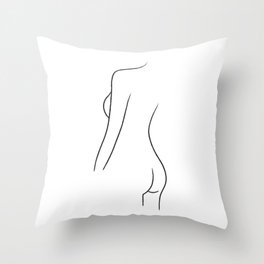 Fine Line Woman Body Back Drawing Throw Pillow