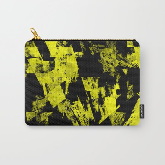 Fractured Warning - Black and yellow, abstract, textured painting Carry-All Pouch