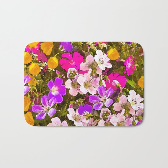 Colorful meadow flowers #Society6 #buyart Bath Mat
