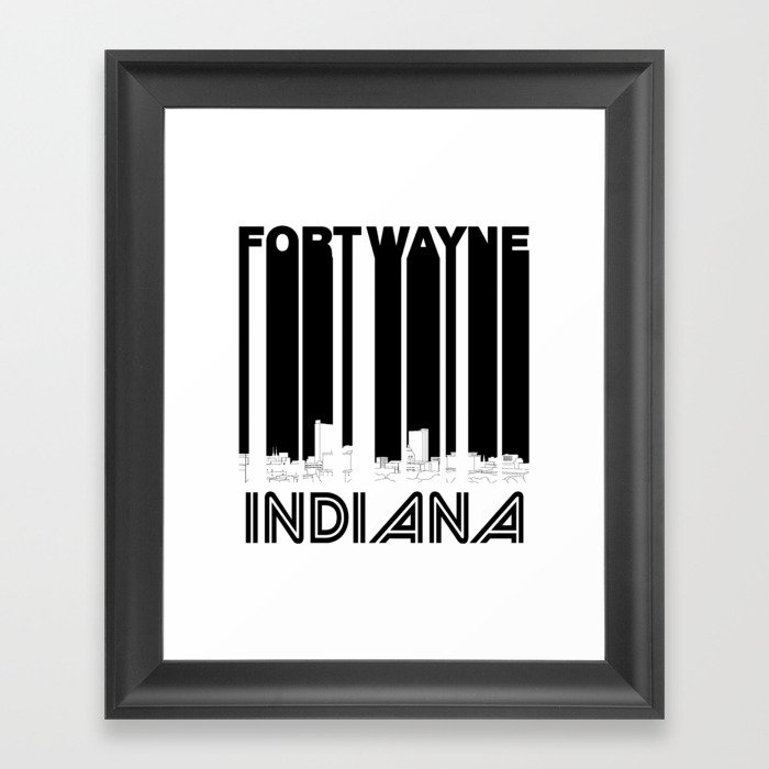 Retro Fort Wayne Indiana Skyline Framed Art Print