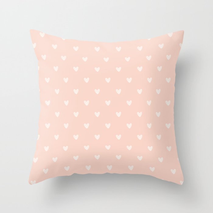 Pink Heart Pattern Throw Pillow