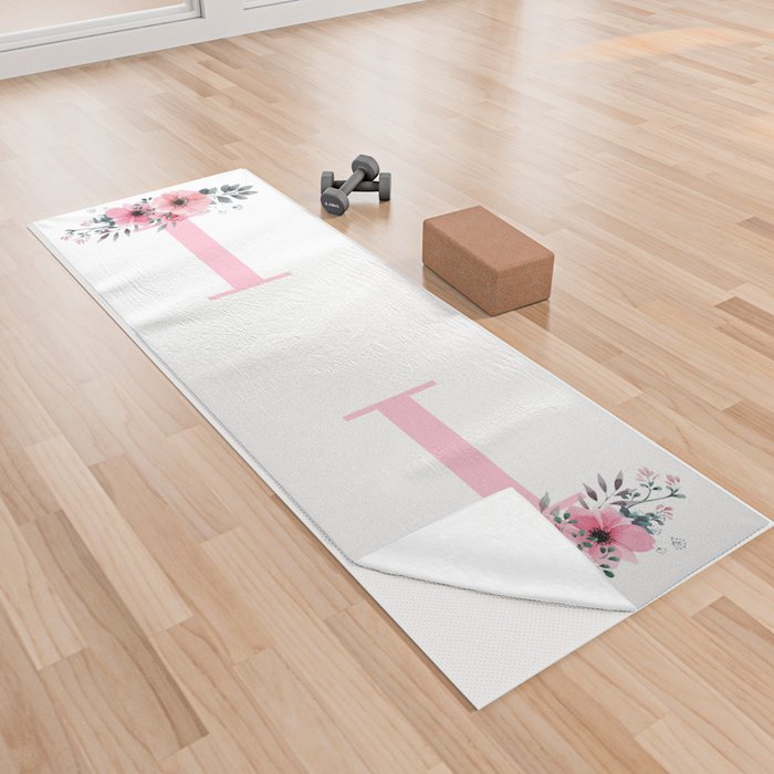 Floral Botanical Watercolor Spray Monogram I Yoga Towel