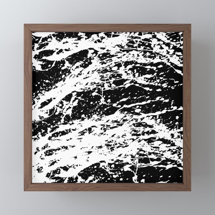 Black and White Paint Splatter Framed Mini Art Print