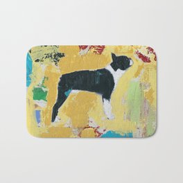Boston Terrier Painting Art Bath Mat | Yellow, Acrylic, Color, Dog, Terrier, Cute, Boston, Bulldog, Painting, Art 