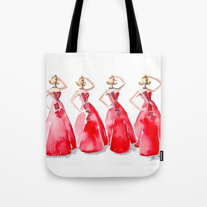 Rouge on the Runway Fashion Illustration Tote Bag