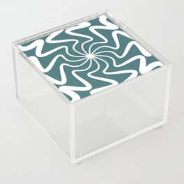 Mid Century Abstract Liquid Lines Pattern - Ming and White Acrylic Box