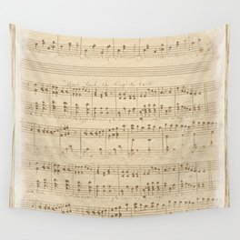 vintage beige music notes Wall Tapestry