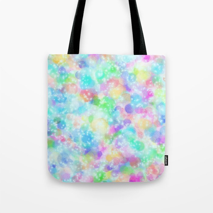 rainbow bubbles shining stars and color magic tote bag by
