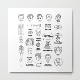 Doctor Who Collective Illustration Metal Print | Illustration, Sci-Fi, Black and White, Movies & TV 
