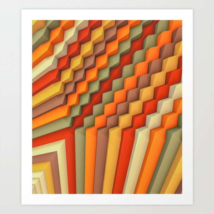 Exponential Edges Autumn Palette Geometric Abstract Artwork Art Print