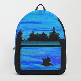 Blue sunset sky with bird Backpack