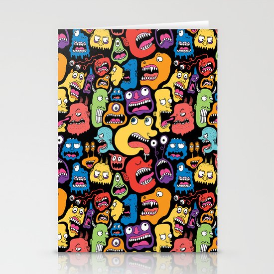 Monster Faces Pattern Stationery Cards