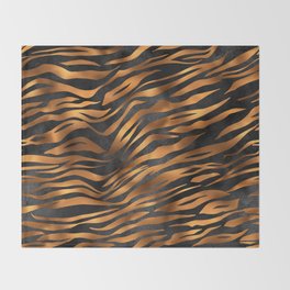 Zebra Print Copper Gold and Black Throw Blanket