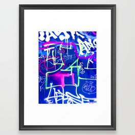 Blue Mood with Pink Language Framed Art Print | Painting, Typography, Society6, Abstract, Street Art, Urban Graffiti, Missbeli, Language, Expression, Digital 