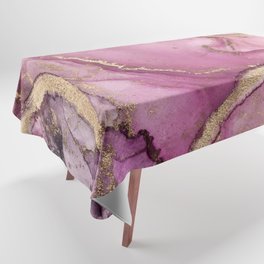 Pink Gold Ink Texture Colorful Marble Painting Tablecloth