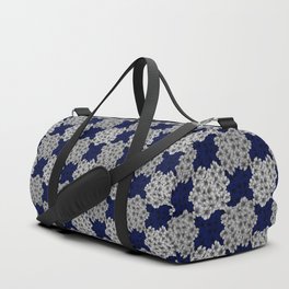 Floral Checkerboard in Blue and White Duffle Bag