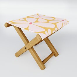 Abstraction_FLORAL_FLOWER_YELLOW_BLOOM_BLOSSOM_POP_ART_0417A Folding Stool